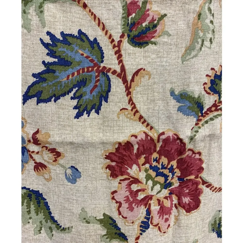 Cuddledown 100% Linen Beige Jacobean Floral Standard Pillow Shams Set of 2, EUC